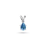14K White Gold Genuine Pear Blue Topaz Pendant