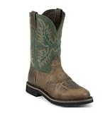 Justin Men's 11 Stampede Collection Work Boots - Rugged Tan and Blade Green