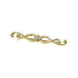 .08 CT TW 14K Yellow Gold Diamond Brooch