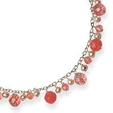 Sterling Silver Cherry Quartz/Pink Cultured Pearl Necklace - 16 Inch