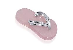 Sterling Silver Strap Pink Jade Flip Flop 20mm x 8mm Pendant Charm