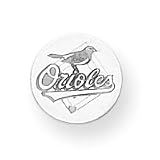 Sterling Silver Baltimore Orioles Logo On Disc Post Earrings