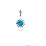 Navel Ring w/ Large Blu CZ & Around-Aqua [Jewellery]