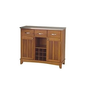Hutch-Style Buffet- Oak/ Stainless Steel by Home Styles