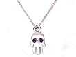 14k White Gold Mini Lucky Hand Pendant Necklace with Sapphire Eyes
