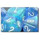 Chessex Dice: Polyhedral 7-Die Borealis Dice Set - Sky Blue w/white