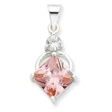 Sterling Silver Pink & Clear CZ Pendant