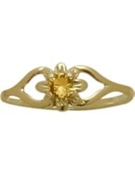 14 Karat Yellow Gold Genuine Citrine Flower Solitaire Baby Ring