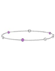 Amethyst and Diamond Bracelet 14K White Gold - 1.00 CT TGW