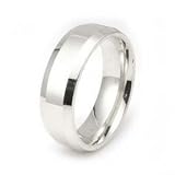 14K White Gold beveled edge Wedding Bands 6mm comfort-fit Size 4-13.5