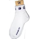 For Bare Feet Pair of Dog Paw Print Ankle Socks Ladies Size 9-11 Black