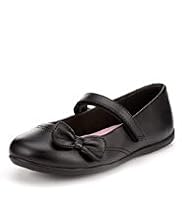 Coated Leather Bow School Shoes