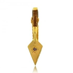 Mens Electroplated Gold Masonic Trowel Tie Clip w Blue Lodge by GemAffair
