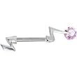 Sterling Silver 925 LIGHTNING BOLT Pink Crystal Spinner Nipple Ring