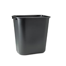 Wastebasket, 7 Gallon, Seamless Construction, 15"x14-1/2"x10-1/4", Black RUB29561