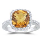 Buy 0.22 Cts Diamond and 0.39 Cts Citrine Ring in 14K White Gold by mycitrinejewelry