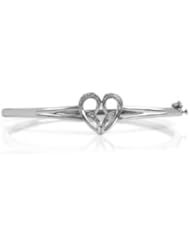 Jessica Simpson Silver Diamond Accent Heart Bangle