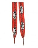 Outer Rebel Fashion Shoelaces- Red With Triple Skull Print