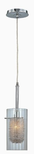 Lite Source LS-19377 Caldwell Pendant Lamp, Chrome with Clear Glass / Aluminum