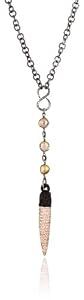 Deanna Hamro Atelier Small Crystal Pave Baguette Claw and Kojima Fresh Water Pearl Necklace
