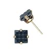 Sterling Silver Gold Plated Stud Earrings with Black CZ- Square Invisible Stamping - 7 mm