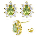 0.40 Diamond & 0.90 Cts Peridot Cluster Earrings 