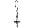 Stylish Skull Cross Mobile Strap - Pewter - 1'' Height
