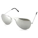 Man Woman Unisex Metal Aviator Silver Lens Mirror Sunglasses