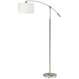  ... 69.5-Inch Portable Floor Lamp, Brushed Nickel with White Linen Hard