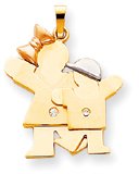 Big Girl Small Boy Charm, Yellow/Pink/White Gold