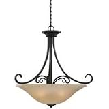 Sea Gull Lighting 65120-814 Del Prato Four-Light Pendant, Misted Bronze Finish with Seeded Acid Etch Caf� Tint Glass