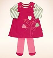 3 Piece Petit Bebe Cotton Rich Reversible Pinafore T Shirt Tights Outfit