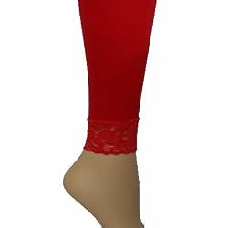 RED LACE BOTTOM FOOTLESS LEGGINGS TIGHTS