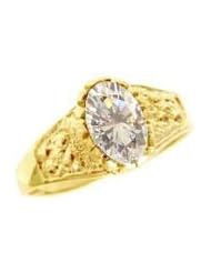 14k Yellow Gold, Mini Size Child Ring with Brilliant Lab Created Gem Classic Design