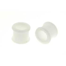 Silicon Double Flare White Plug - 7/16'' - Sold as a Pair