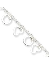 Sterling Silver Hearts & Circles Bracelet QG1508-7.5"