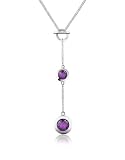 Nuovegioie Amethyst Cubic Zirconia Sterling Silver Toggle Necklace