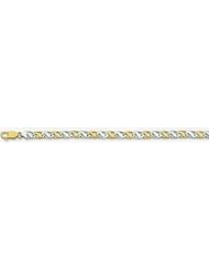 6mm Fancy Two Tone Gold Link Bracelet 9"