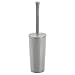 mDesign Slim Compact Plastic Toilet Bowl Brush and Holder for Bathroom Storage - Sturdy, Deep Cleaning - Gray
