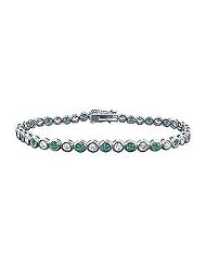 Emerald and Diamond Tennis Bracelet : Platinum - 5.00 CT TGW