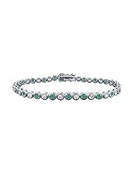 Emerald and Diamond Tennis Bracelet : Platinum - 4.00 CT TGW
