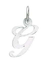 14K White Gold Small Fancy Script Initial G Charm