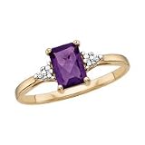 10kt. Gold, Amethyst Ring with Diamond Accents