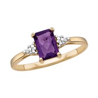 10kt. Gold, Amethyst Ring with Diamond Accents
