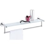 Bath Shelf with Towel Bar - Chrome (Glass/Chrome) (4.5"H x 22.25"W x 4.75"D)