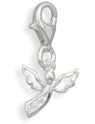 3/4" x 1/2" Angel CZ Charm with Lobster Clasp .925 Sterling Silver