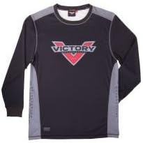 Victory Motorcycle Mens Black/Grey Long Sleeve Pique Shirt- Xlarge