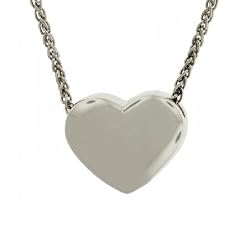 Plain Puff Heart Pendant & Necklace in Solid Sterling Silver