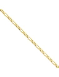 14k Gold 3.25mm Flat Figaro Chain 7 Inches