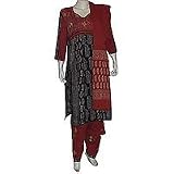 Shalwar Kameez Embroidered Cotton Multicolored Womens Dress Size L (slk370)